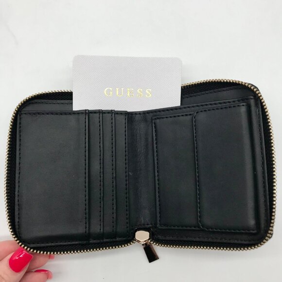 Guess Black Faux Leather Assia Small Zip Around Wallet - Picture 10 of 10